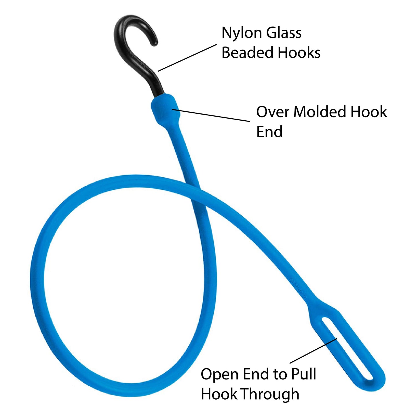 30" Loop End Heavy Duty Poly Bungee Cord 4 Pack